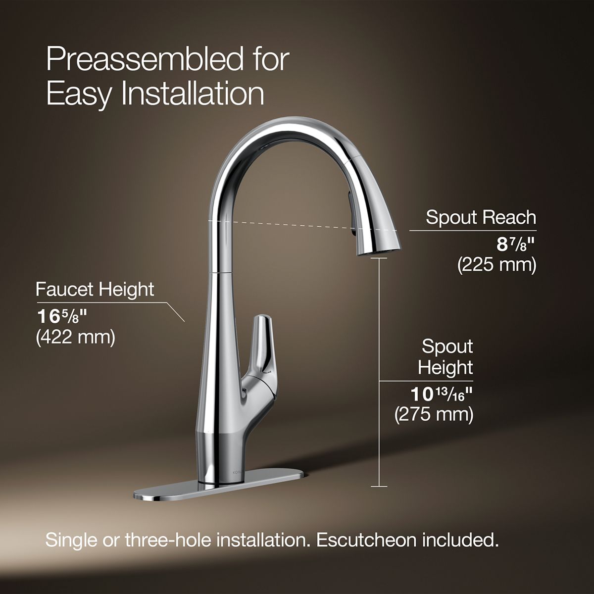 3/4 view of product with dimensions