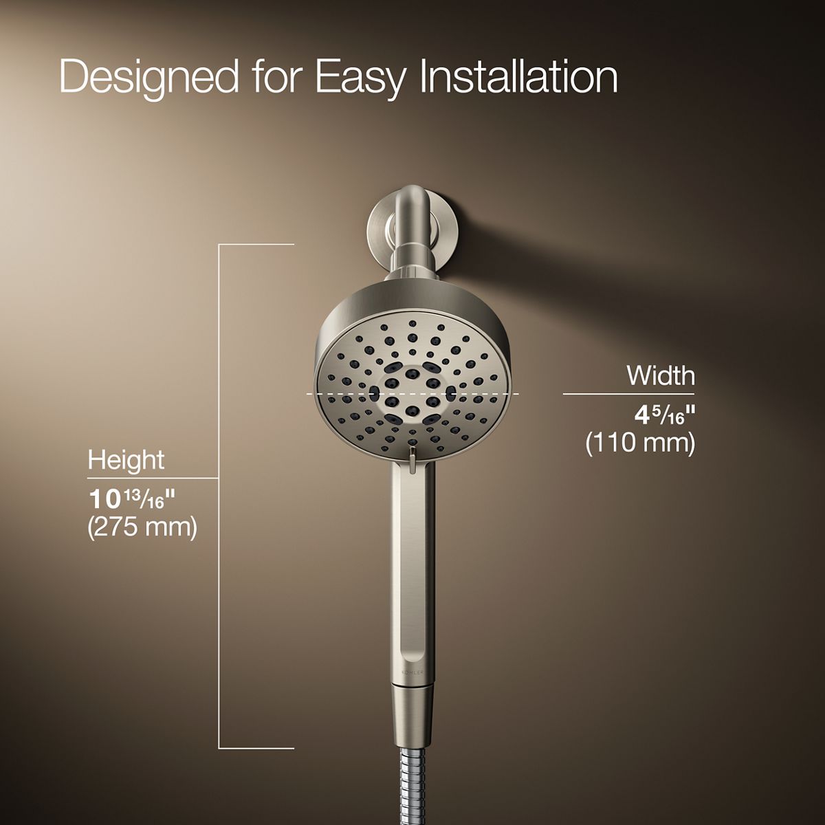 3/4 view of product with dimensions
