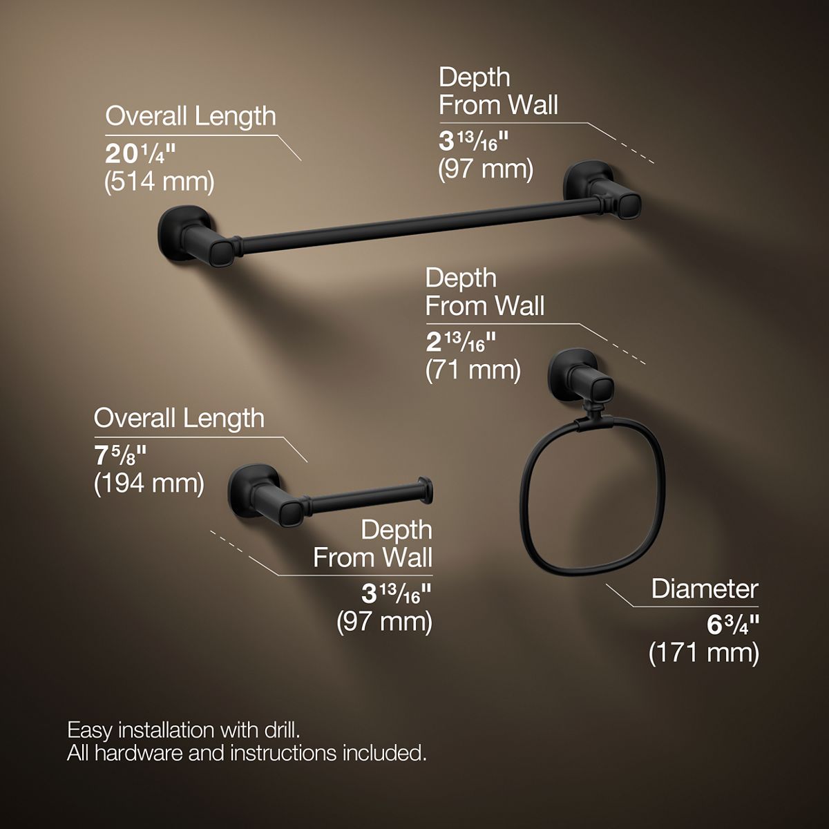 Terzet 3-Piece Bathroom Accessory Set | K-R33796 | KOHLER