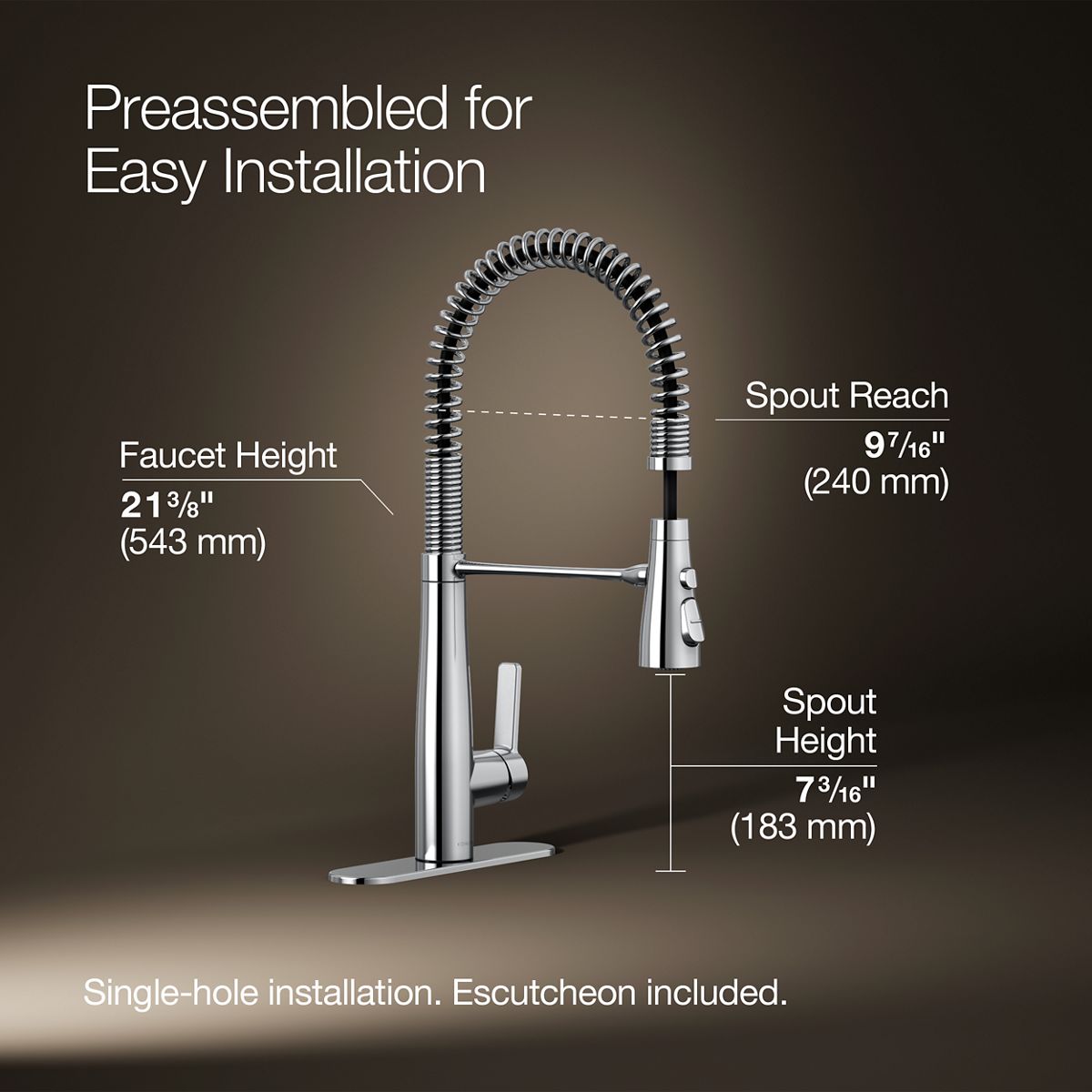 3/4 view of product with dimensions