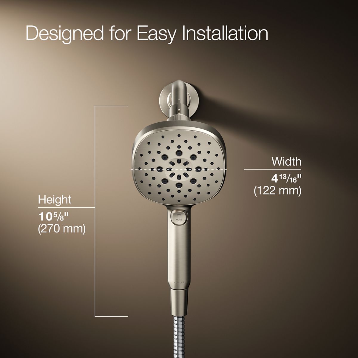3/4 view of product with dimensions