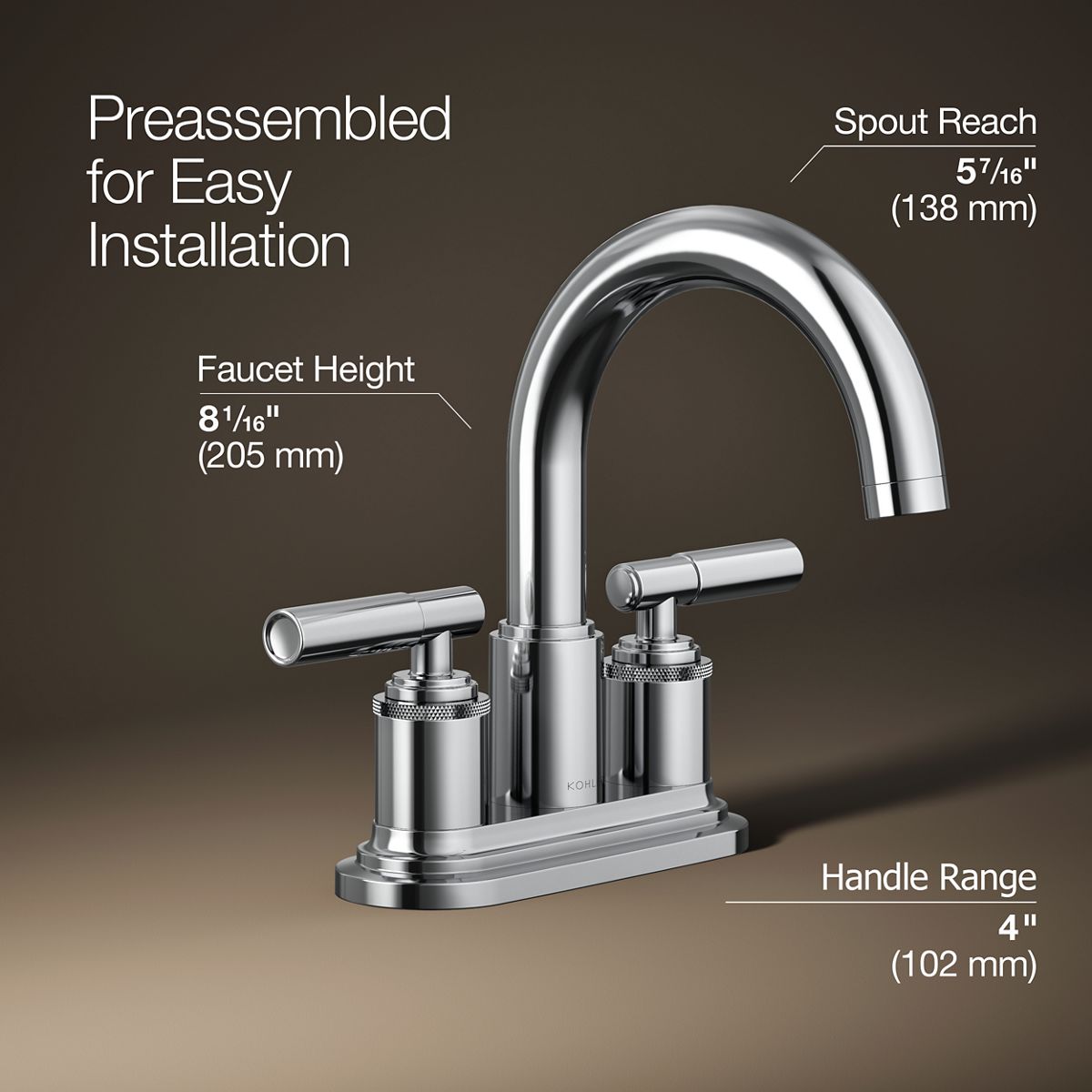 3/4 view of product with dimensions