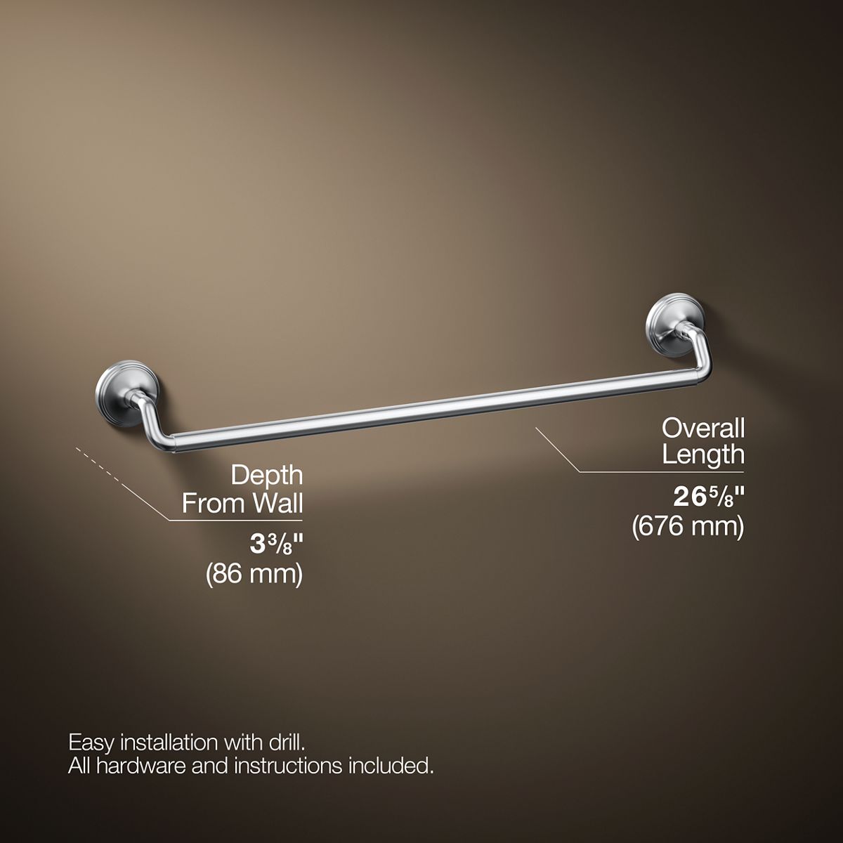 3/4 view of product with dimensions