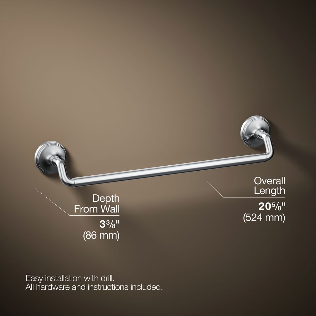3/4 view of product with dimensions