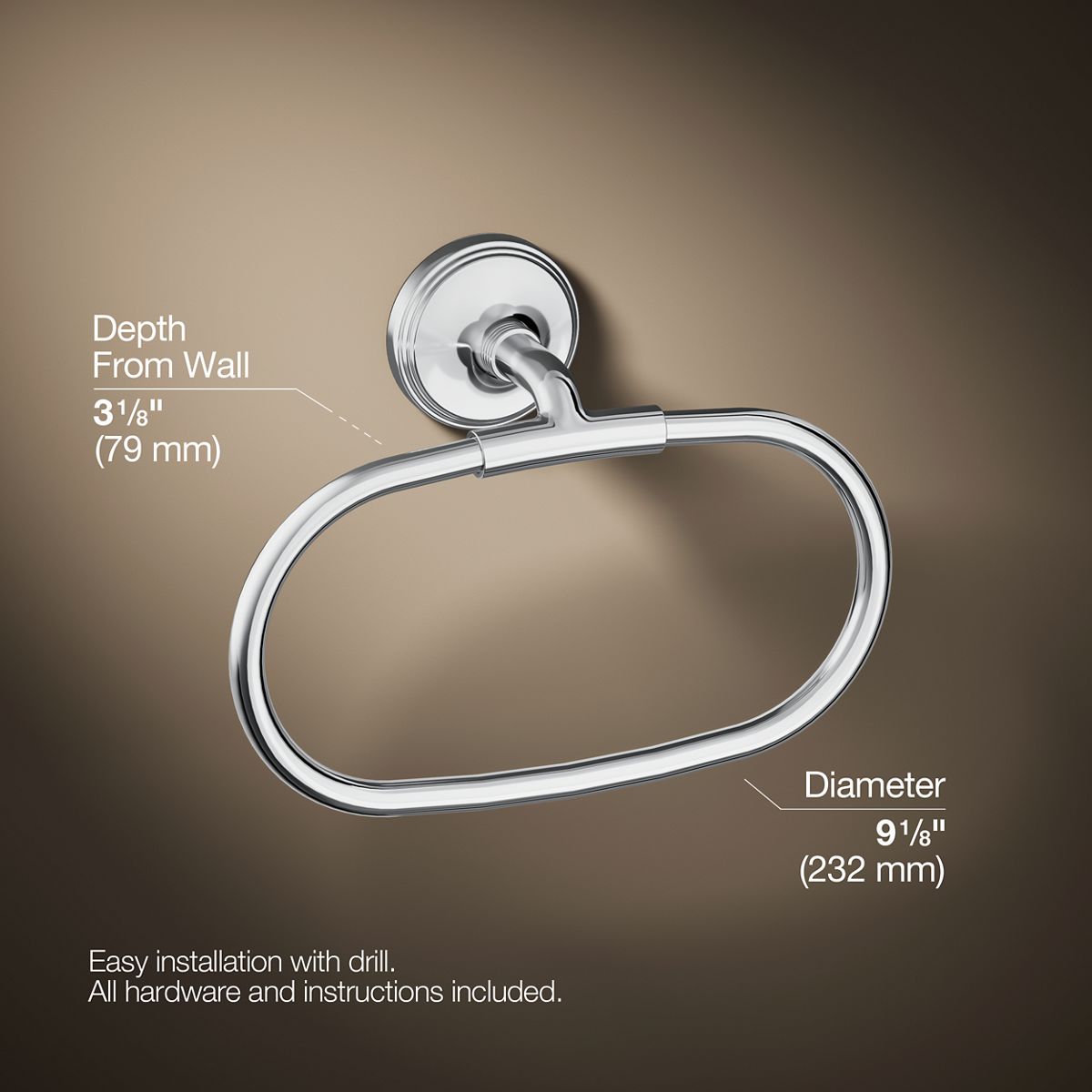 3/4 view of product with dimensions