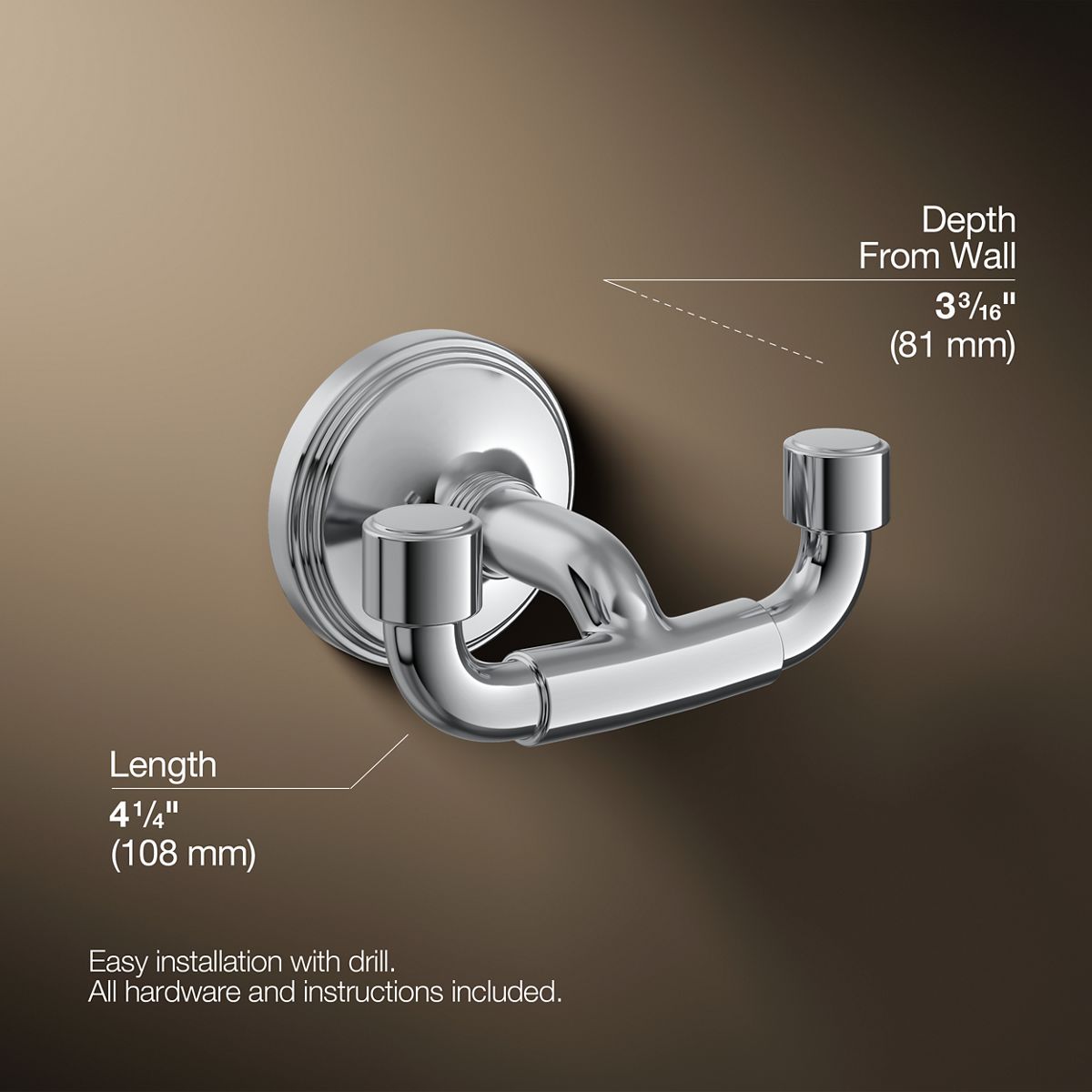 3/4 view of product with dimensions