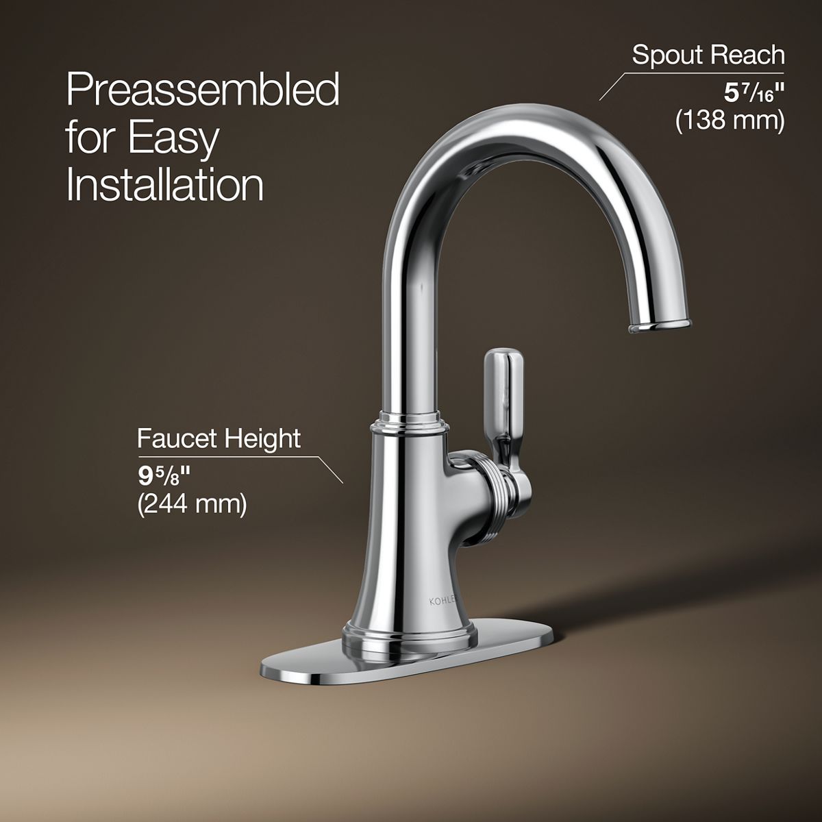 3/4 view of product with dimensions