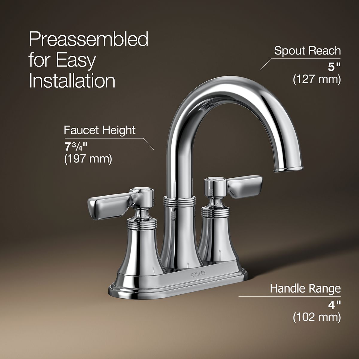 3/4 view of product with dimensions