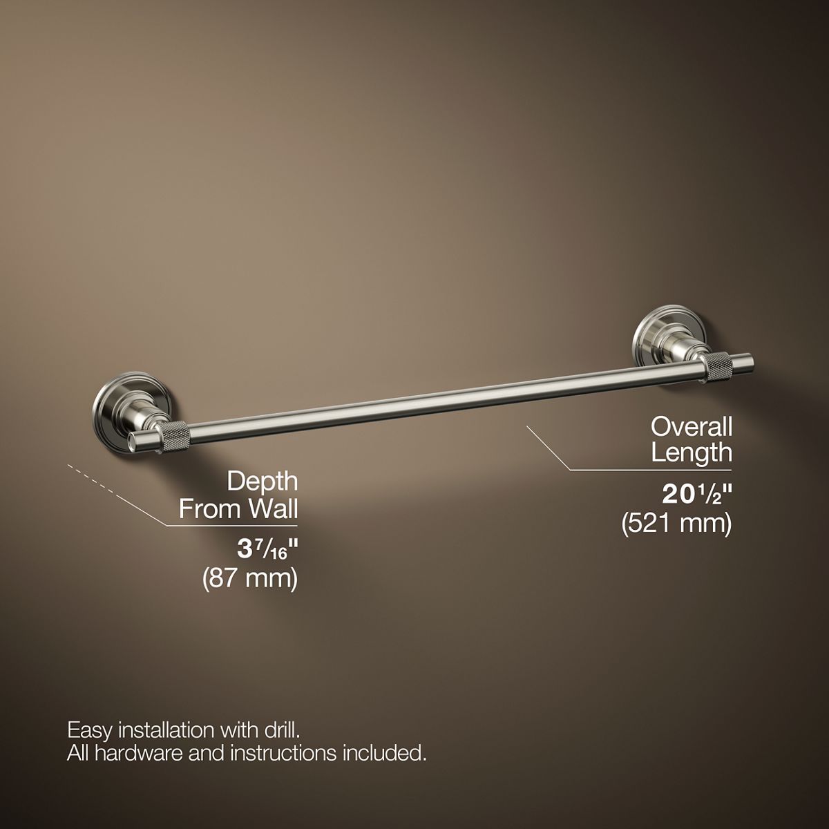 3/4 view of product with dimensions