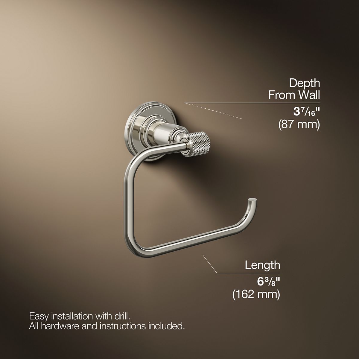 3/4 view of product with dimensions