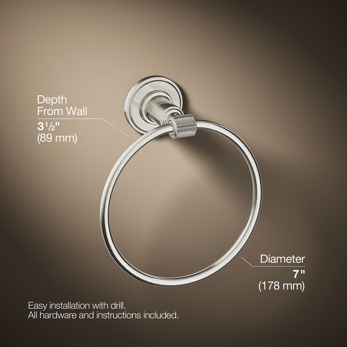 3/4 view of product with dimensions
