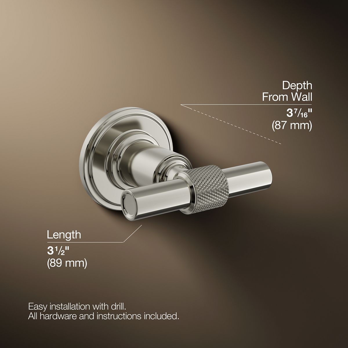 3/4 view of product with dimensions