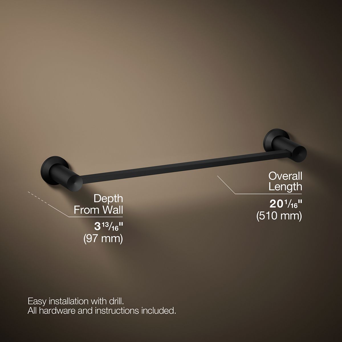 3/4 view of product with dimensions