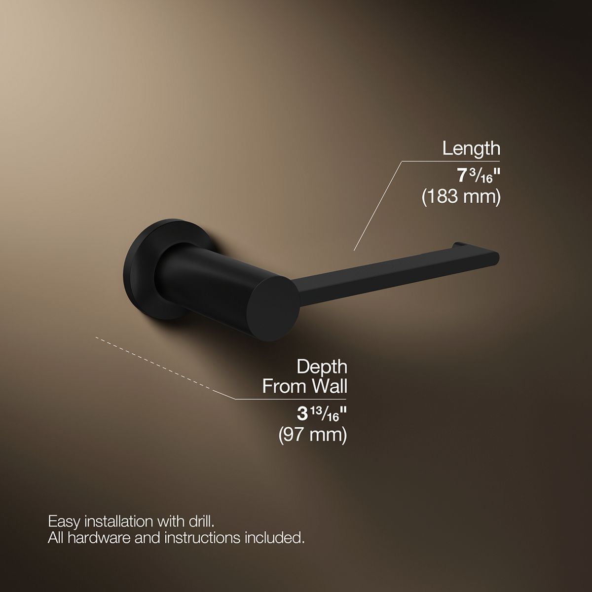 3/4 view of product with dimensions
