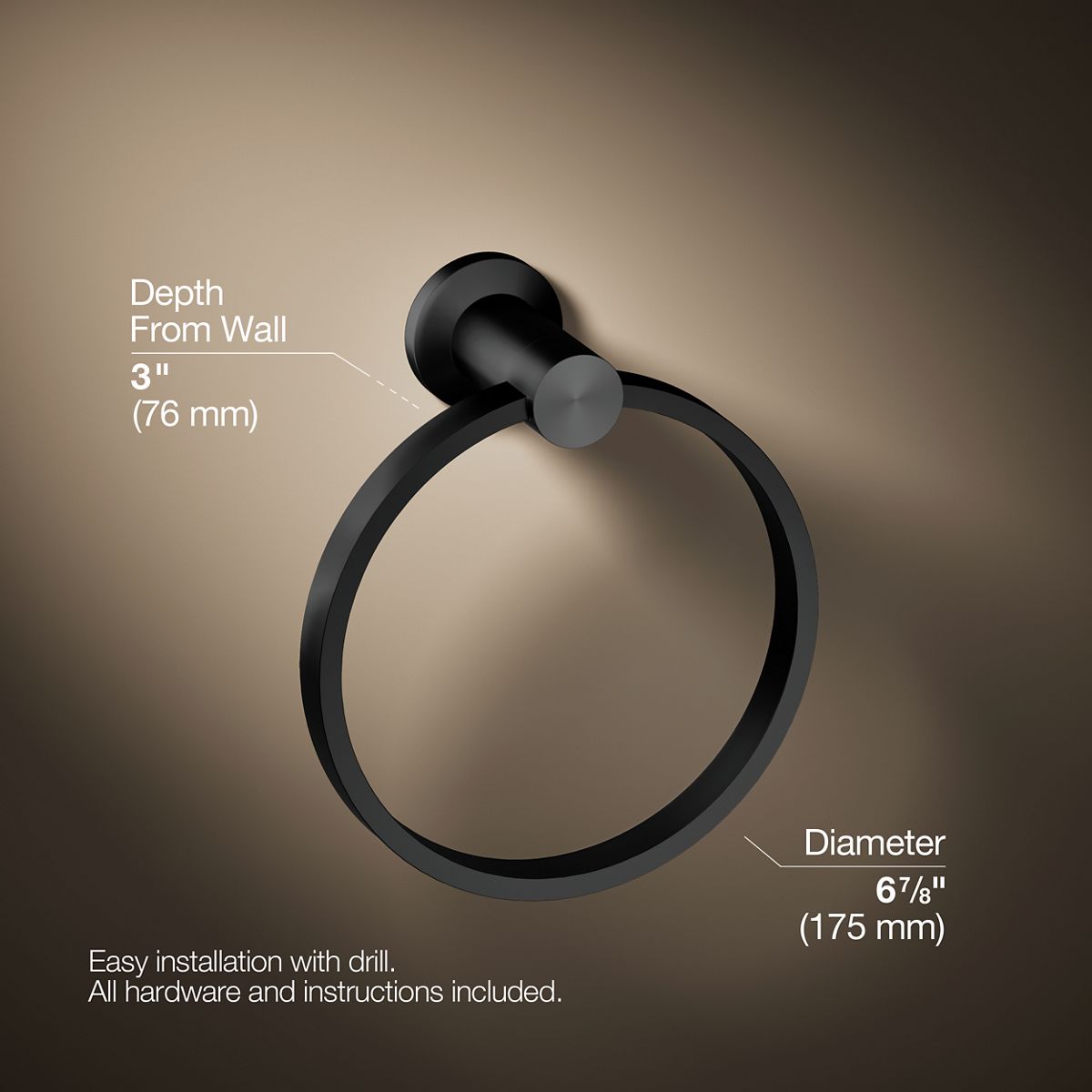 3/4 view of product with dimensions