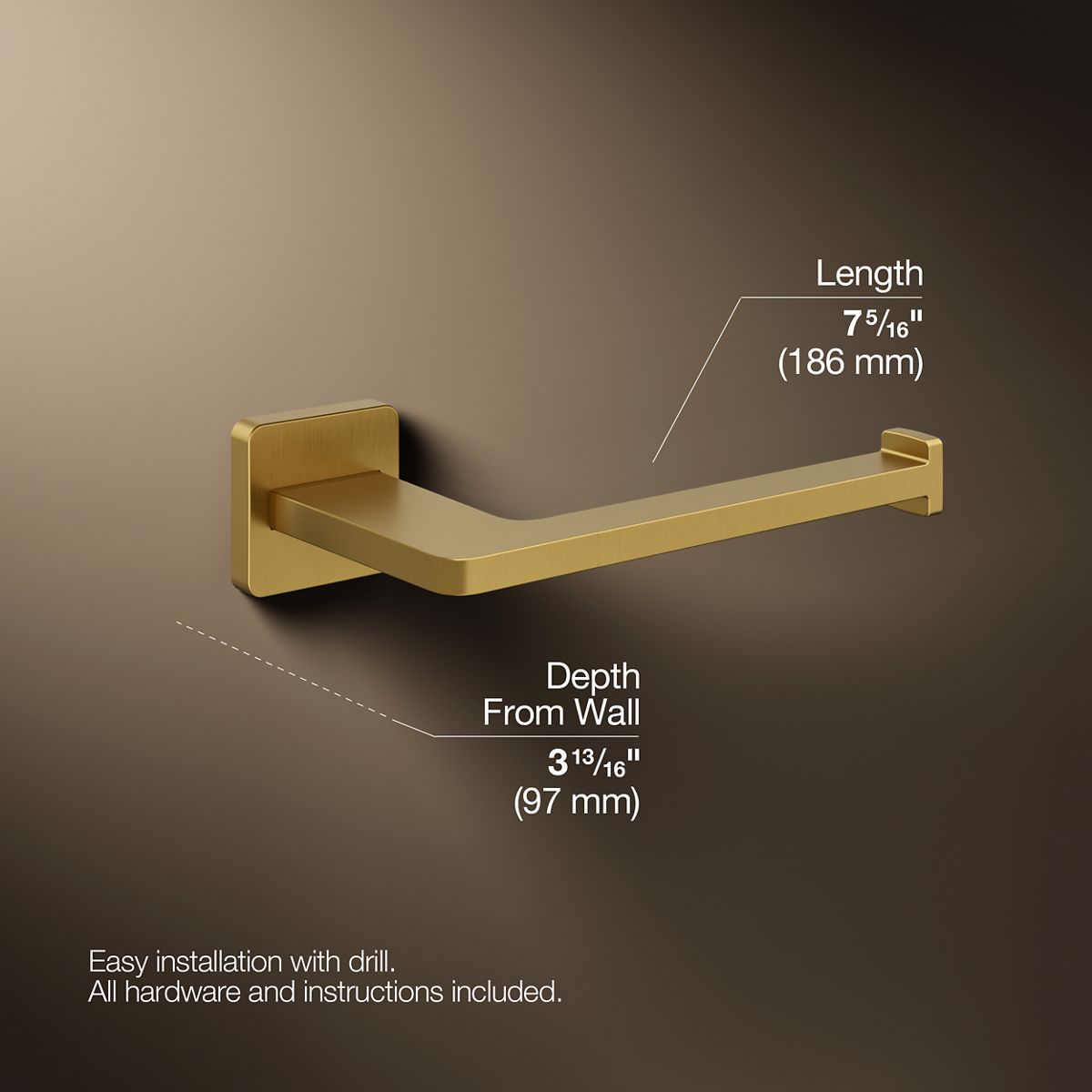 3/4 view of product with dimensions