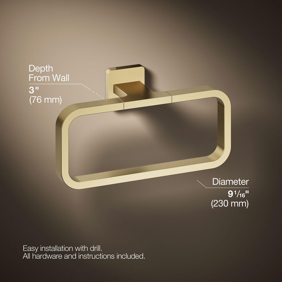 3/4 view of product with dimensions
