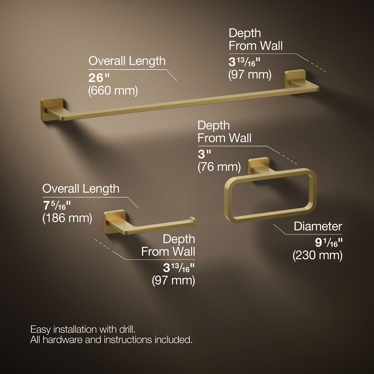 3/4 view of product with dimensions