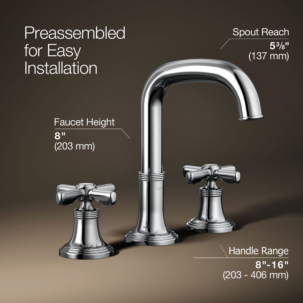 3/4 view of product with dimensions