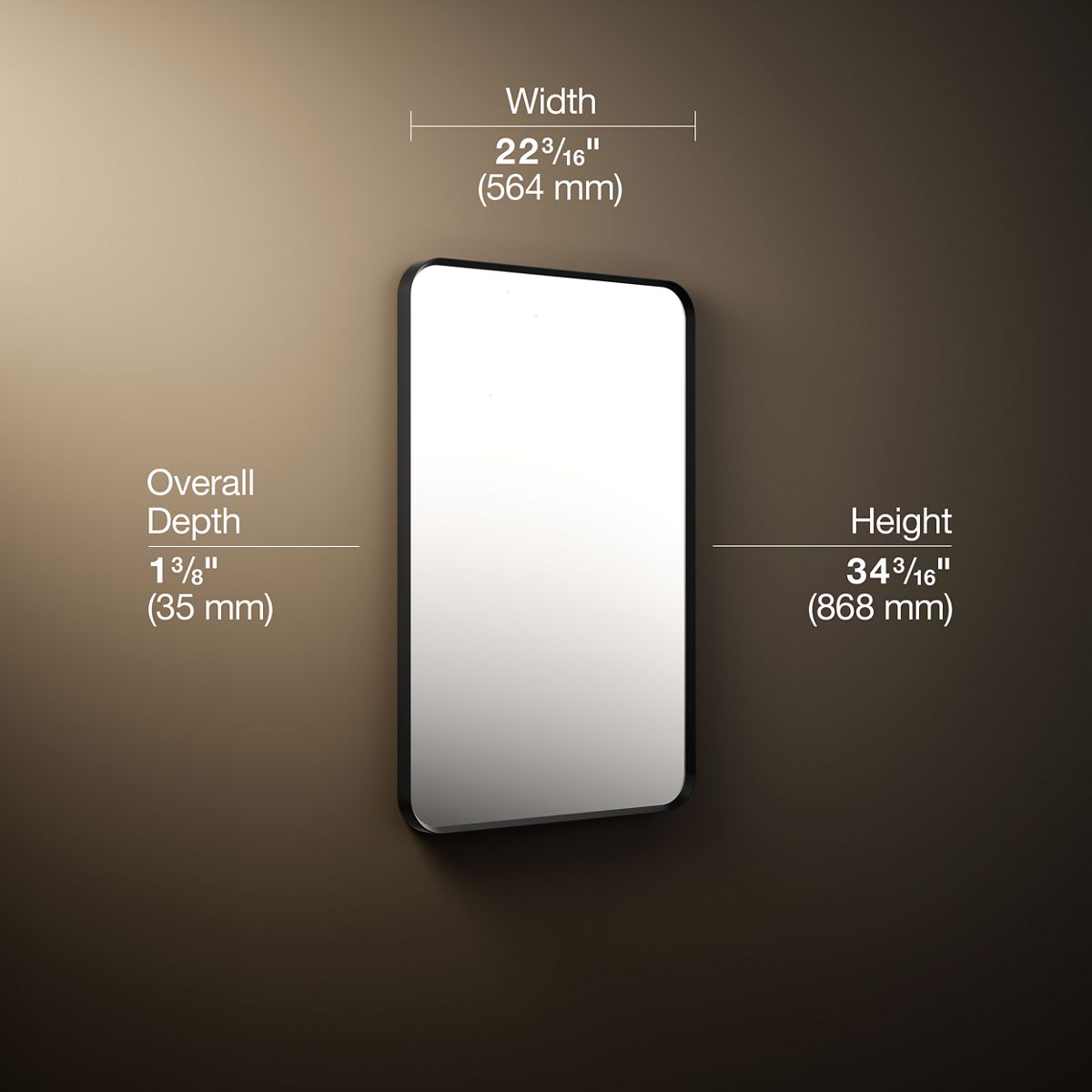 3/4 view of product with dimensions