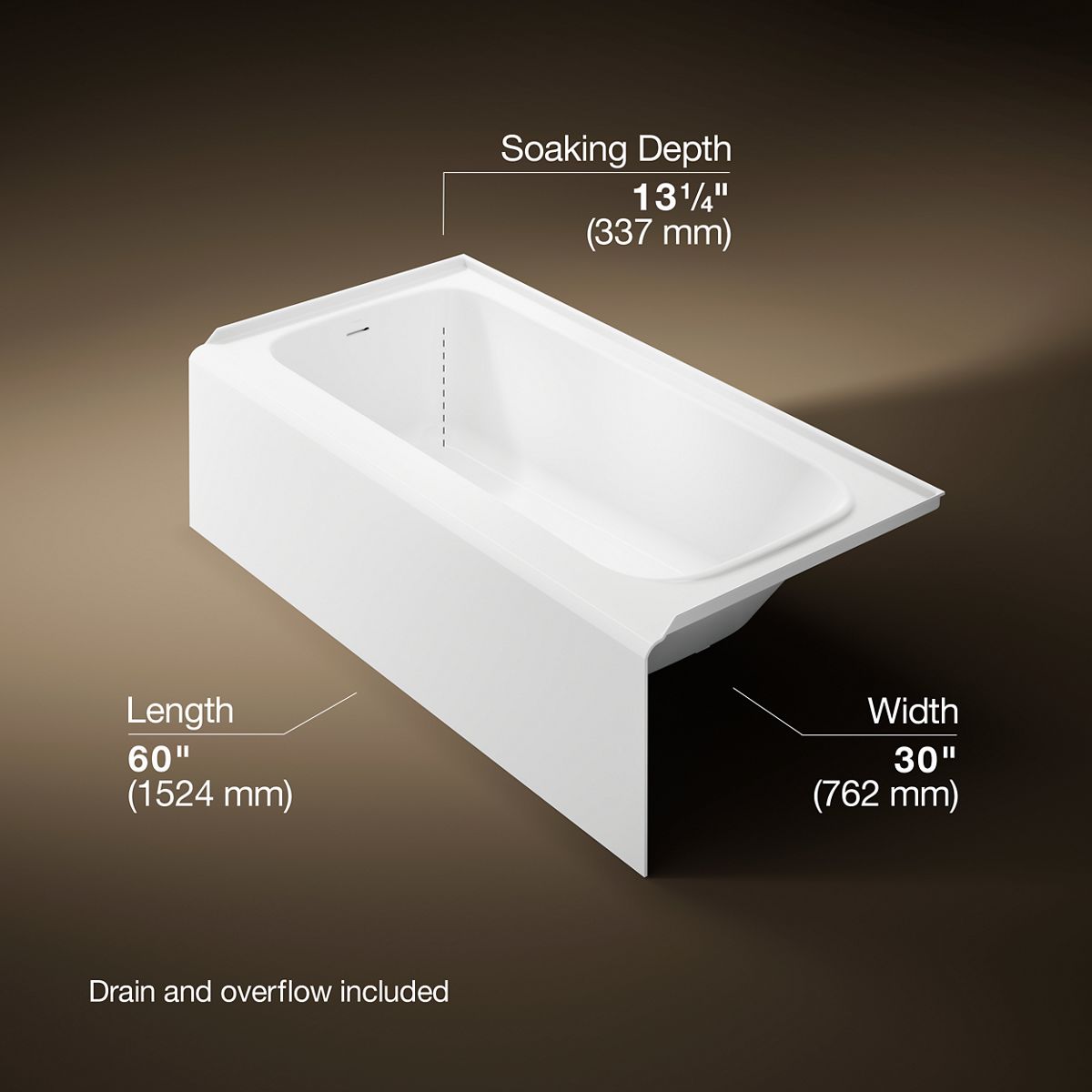 3/4 view of product with dimensions