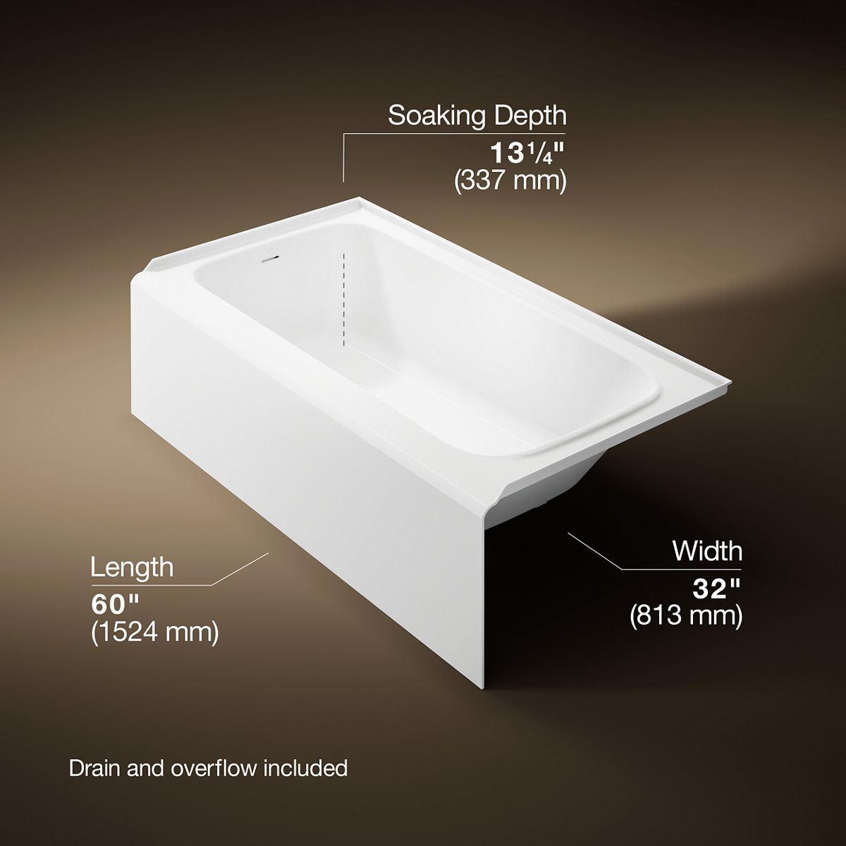 3/4 view of product with dimensions
