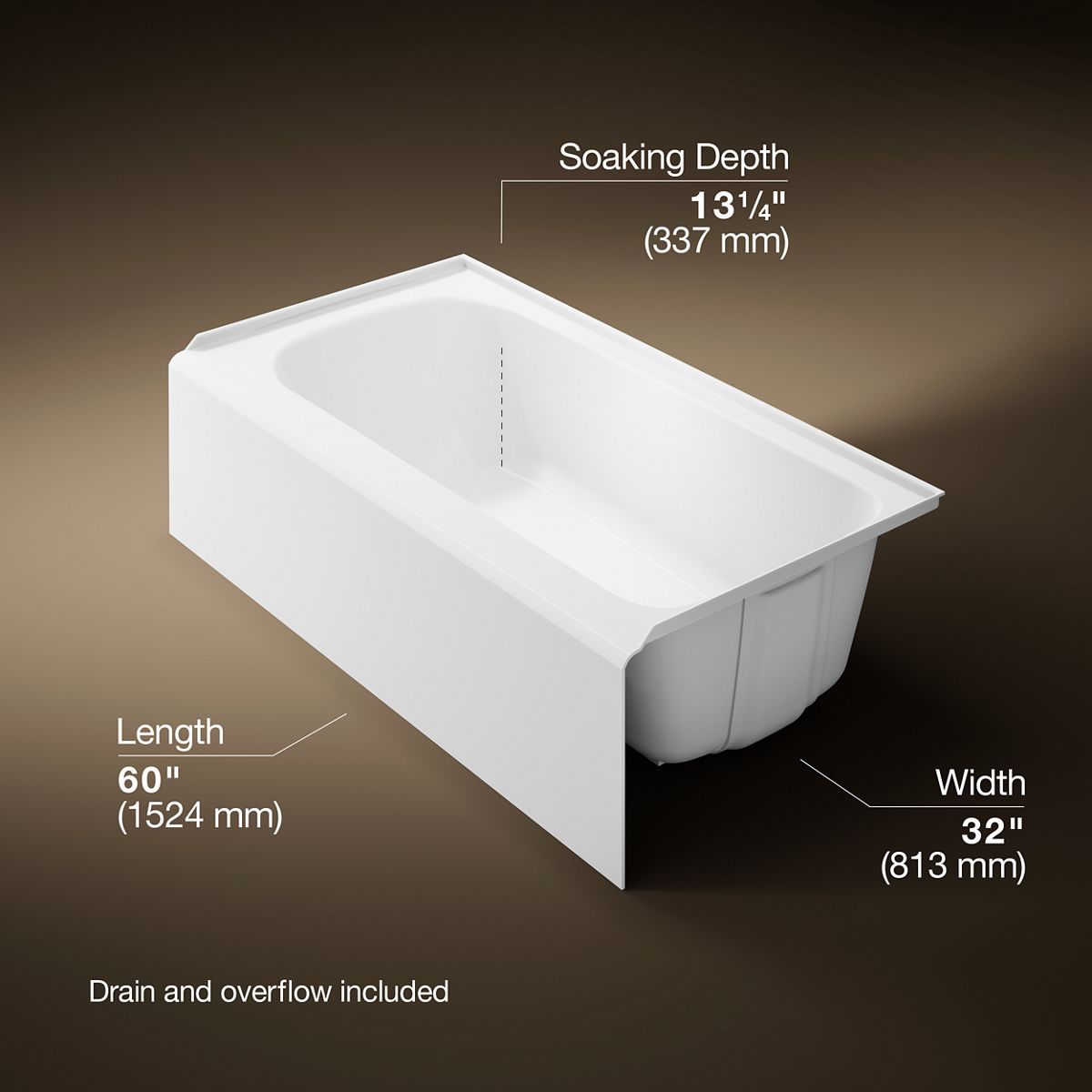 3/4 view of product with dimensions