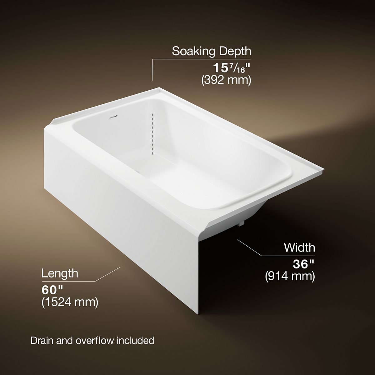3/4 view of product with dimensions