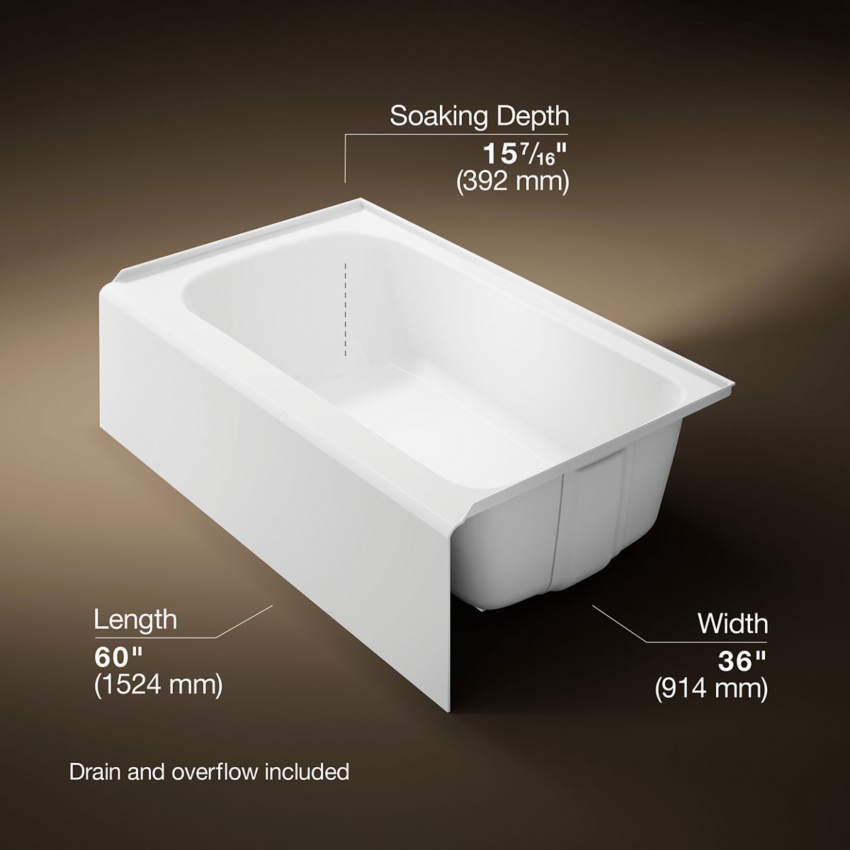 3/4 view of product with dimensions