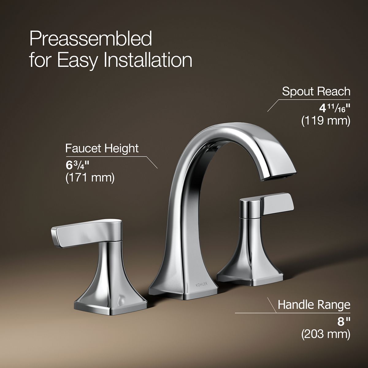3/4 view of product with dimensions