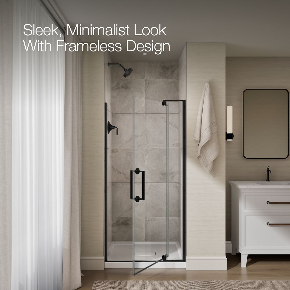 Ashan Frameless Pivot Shower Door | K-R38343-6L | KOHLER