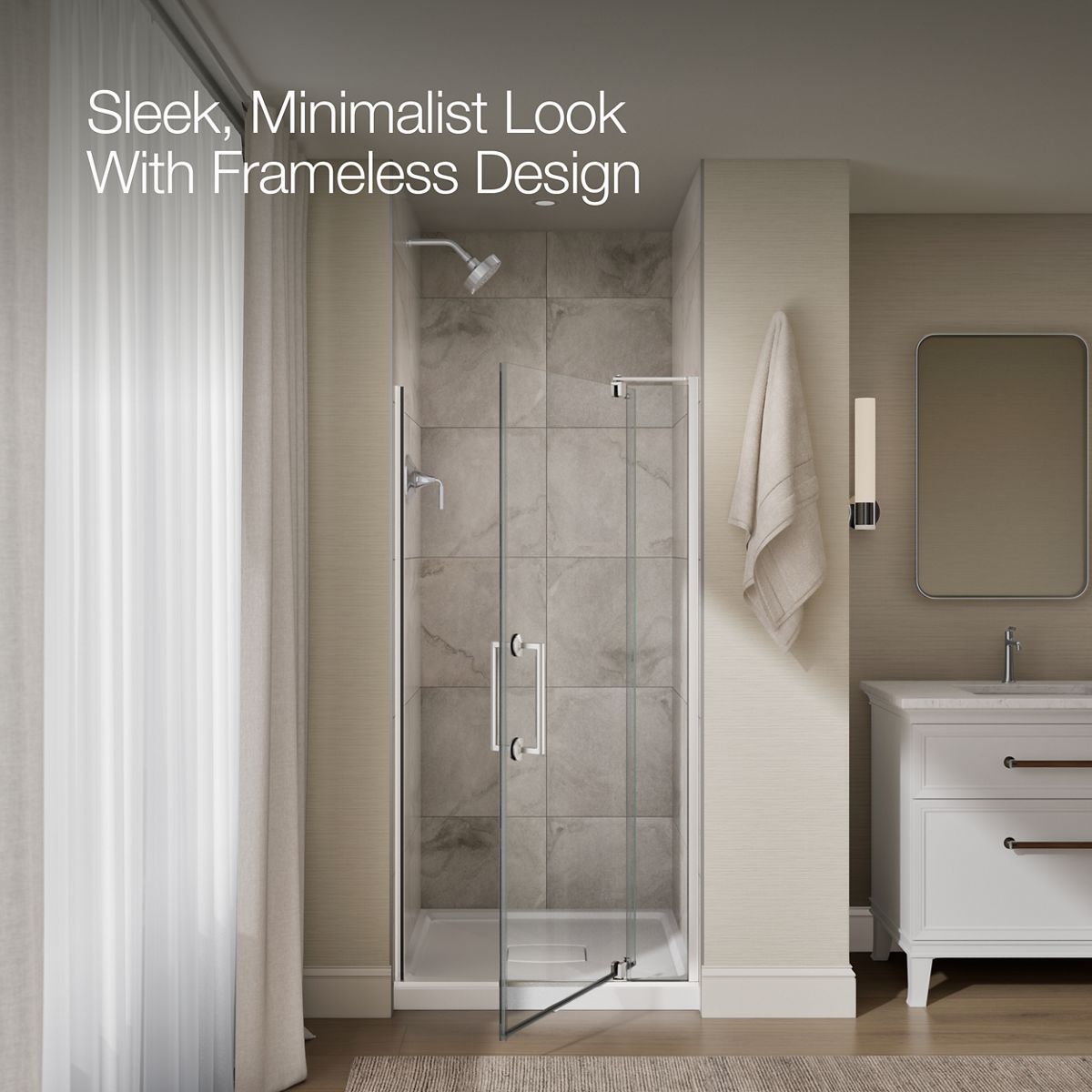 Ashan Frameless Pivot Shower Door | K-R38343-6L | KOHLER