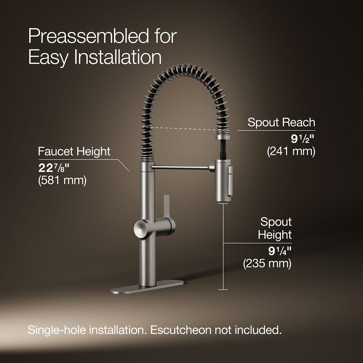 3/4 view of product with dimensions