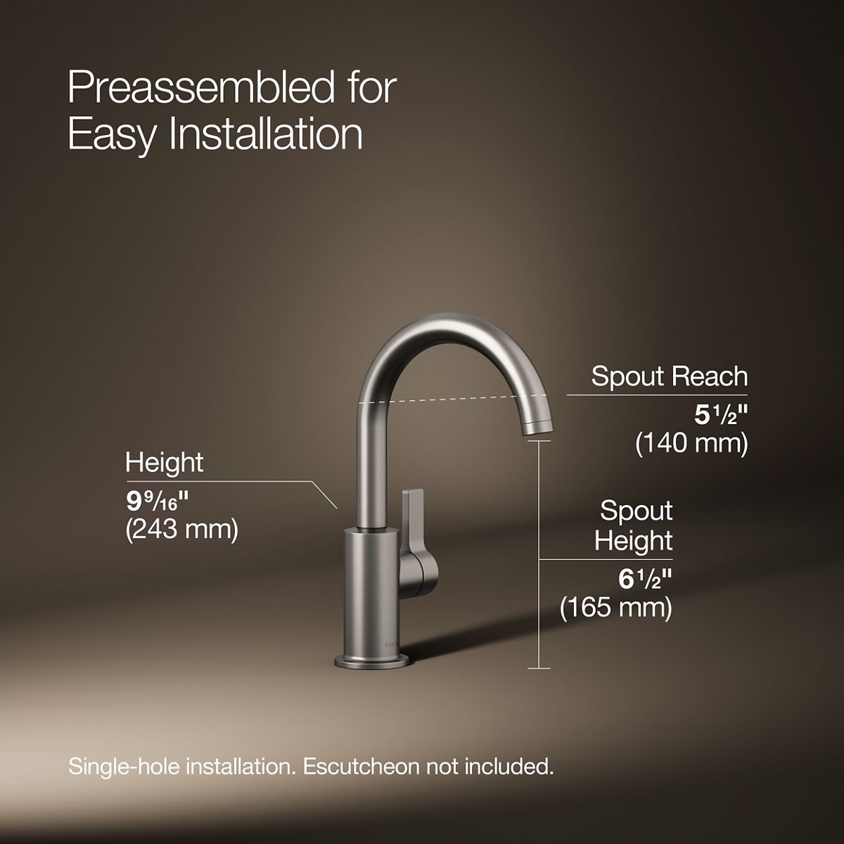 3/4 view of product with dimensions