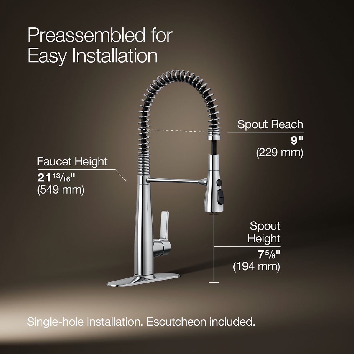 3/4 view of product with dimensions