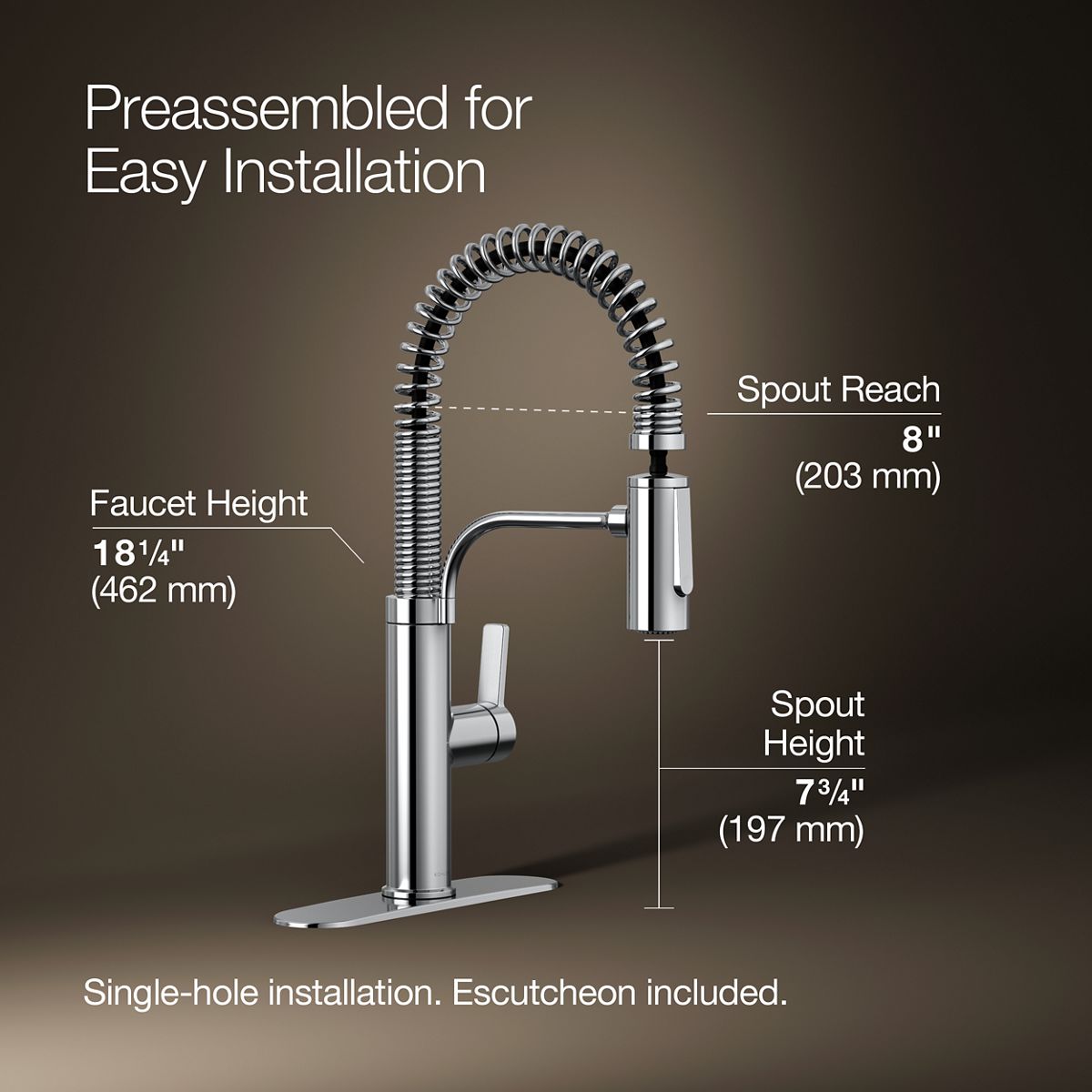 3/4 view of product with dimensions