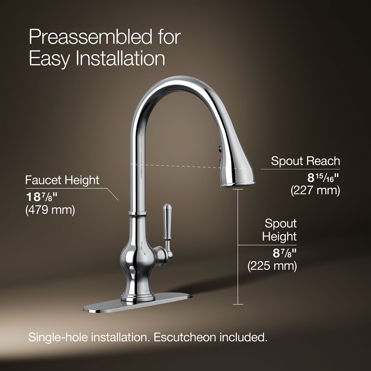 3/4 view of product with dimensions