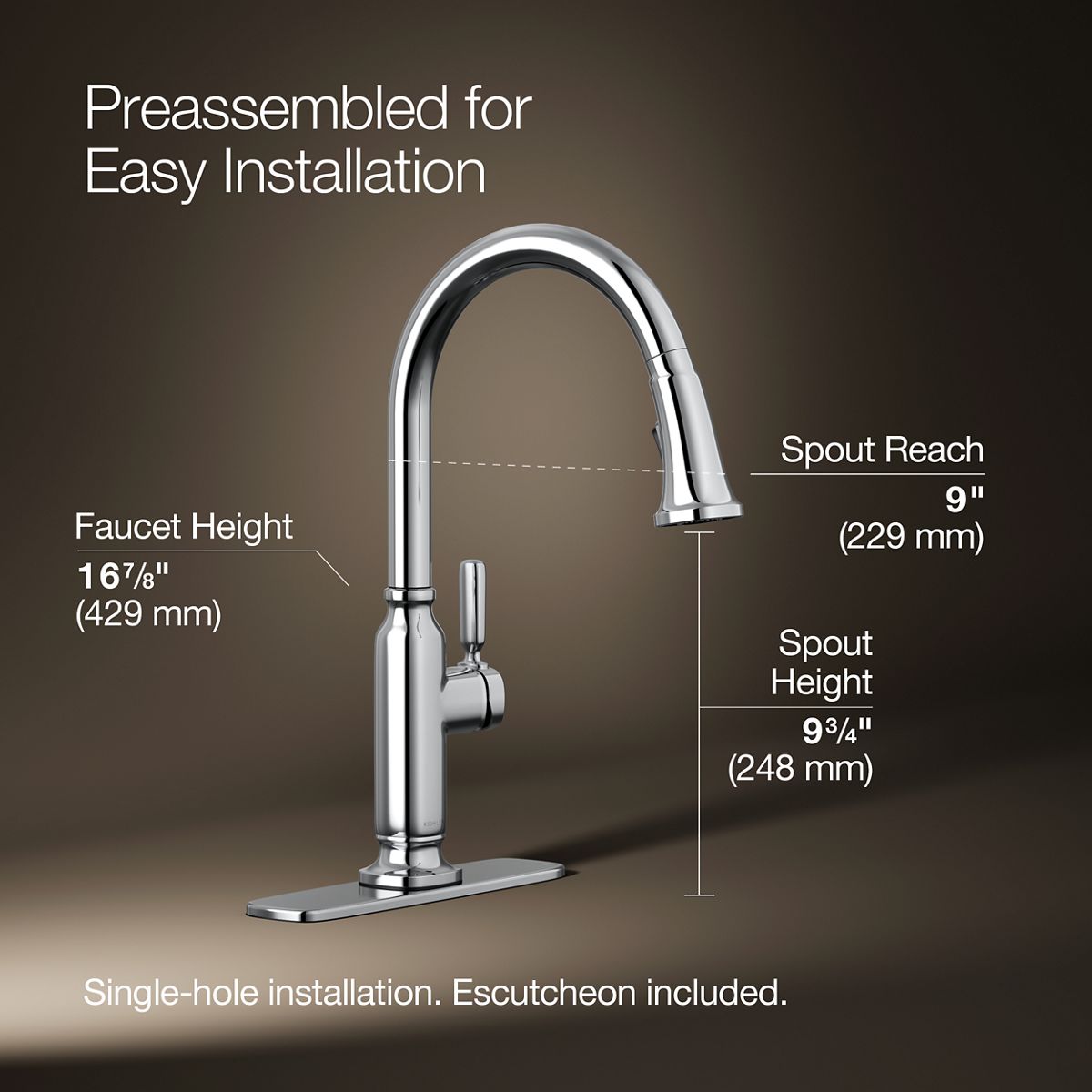 3/4 view of product with dimensions