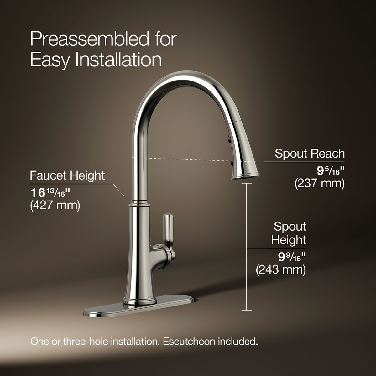 3/4 view of product with dimensions