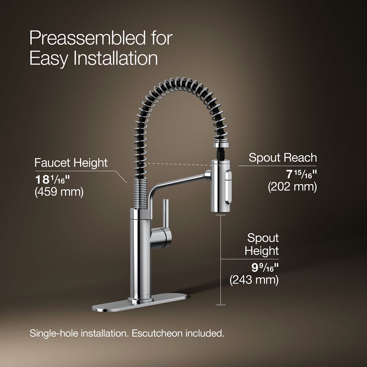 3/4 view of product with dimensions