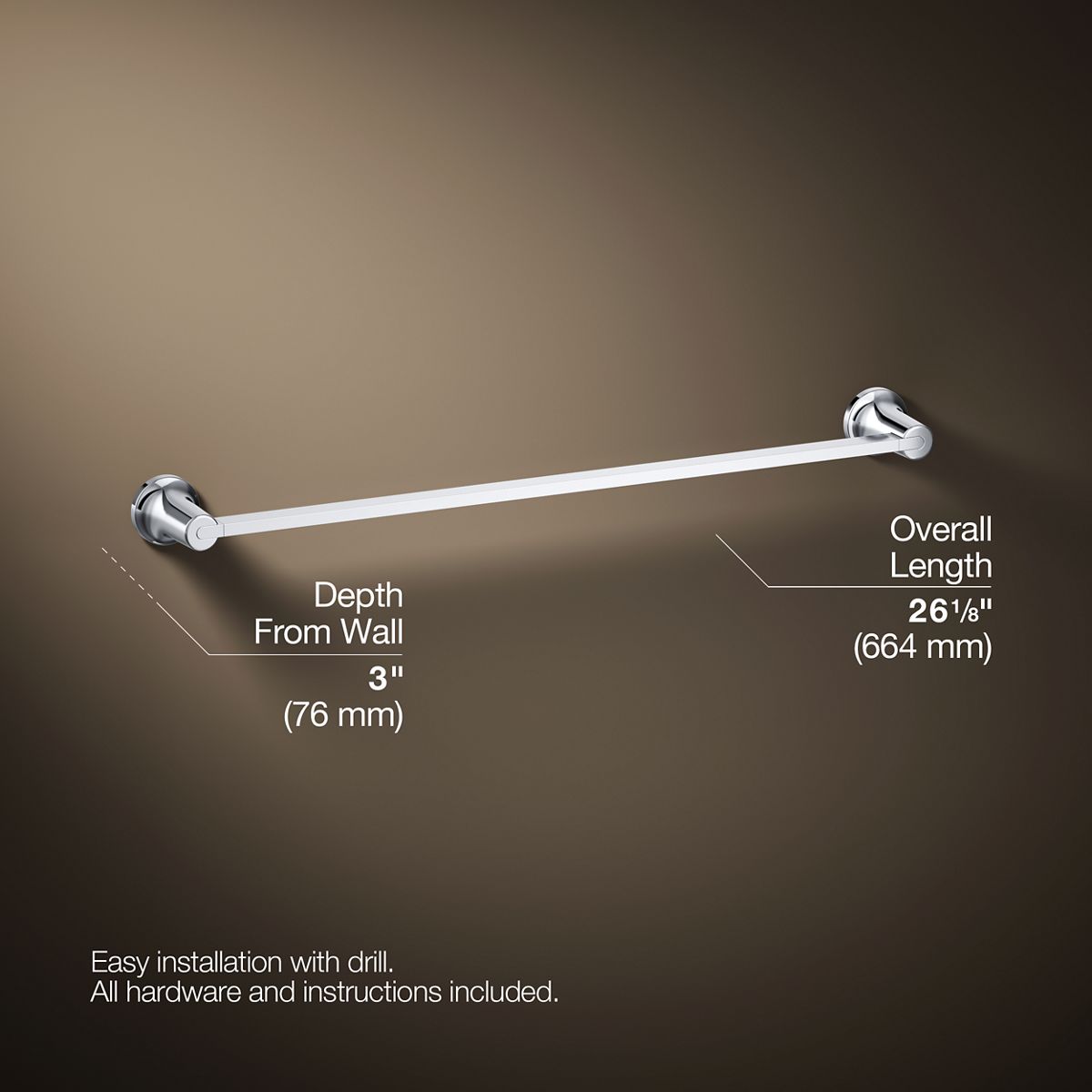 3/4 view of product with dimensions