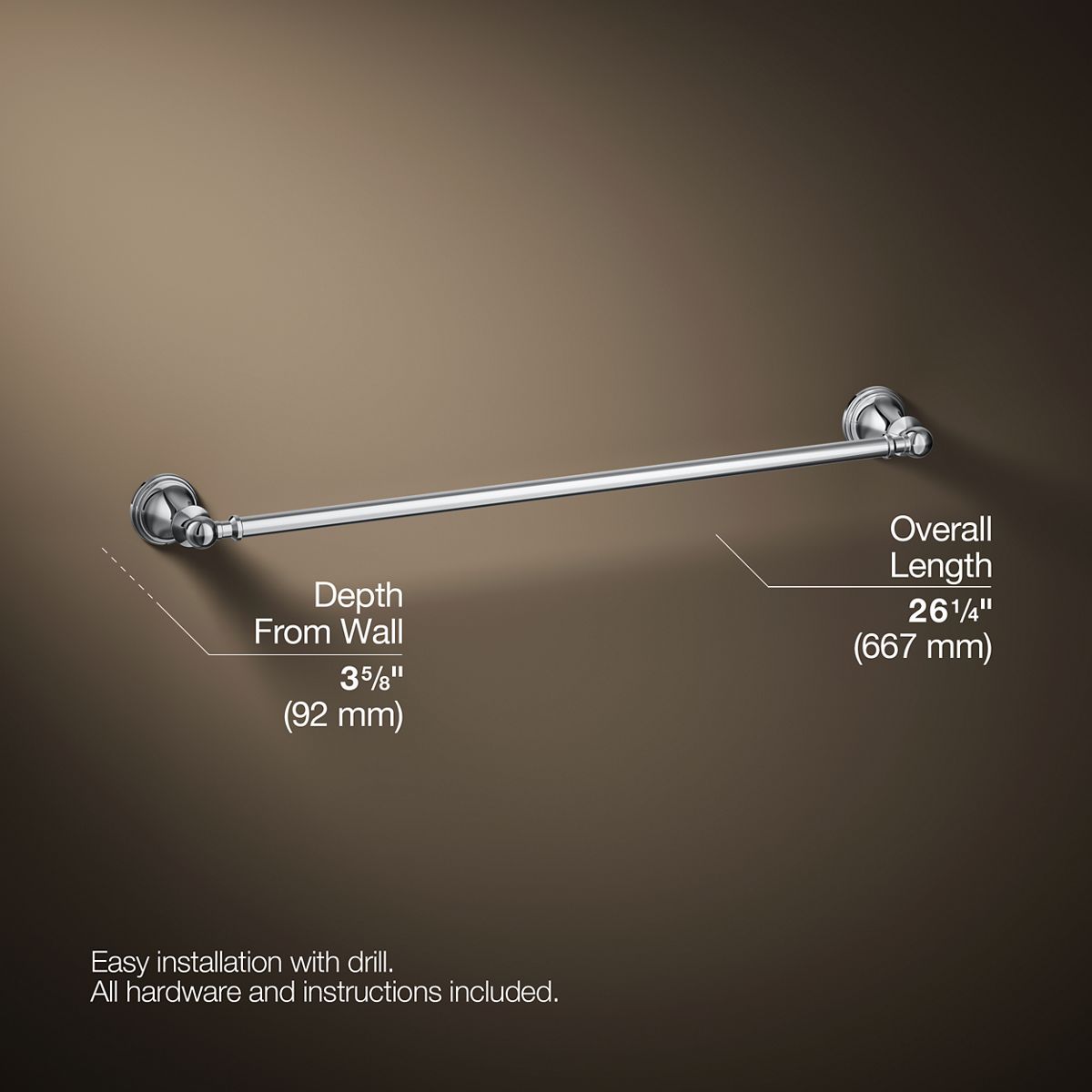 3/4 view of product with dimensions