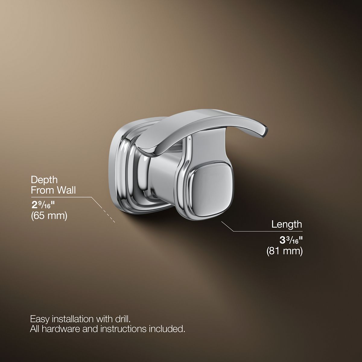 3/4 view of product with dimensions