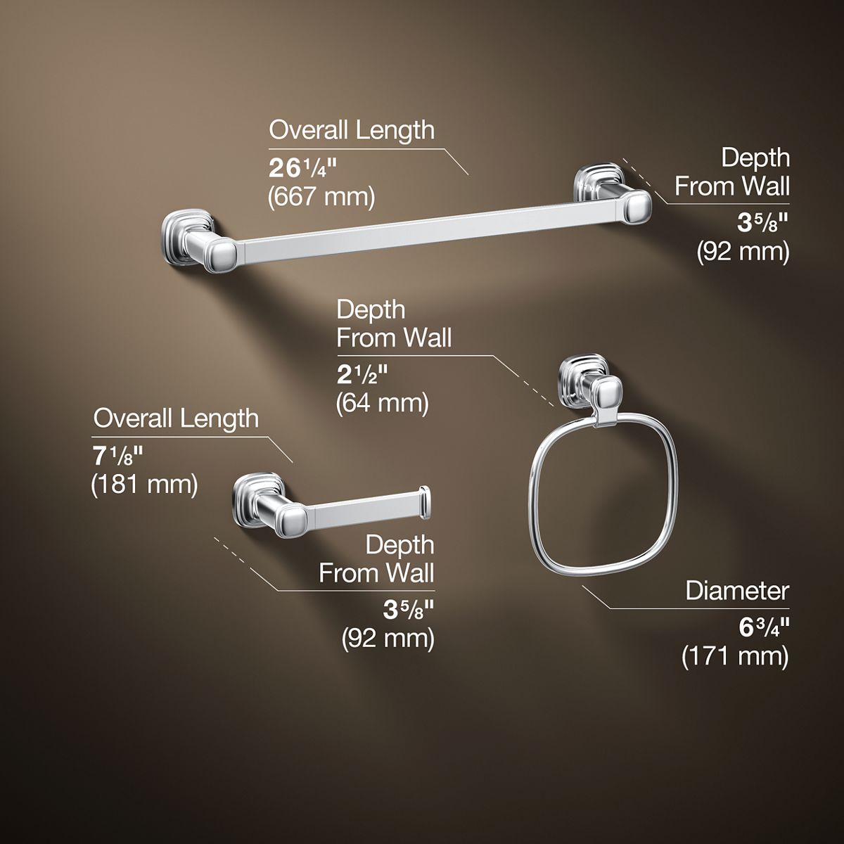 3/4 view of product with dimensions