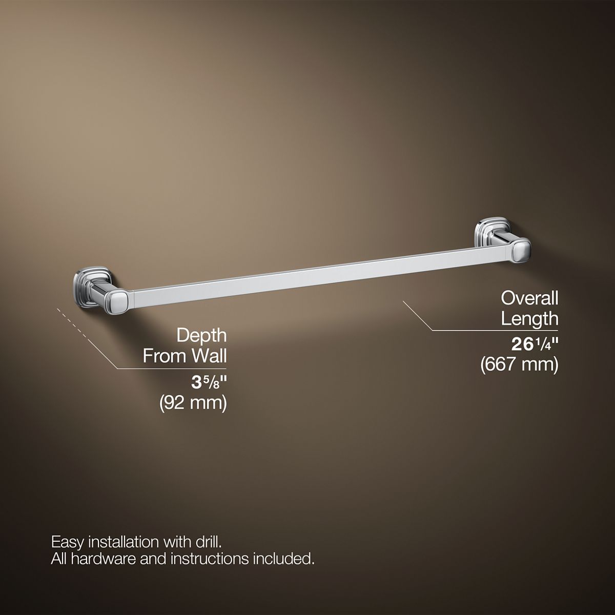 3/4 view of product with dimensions