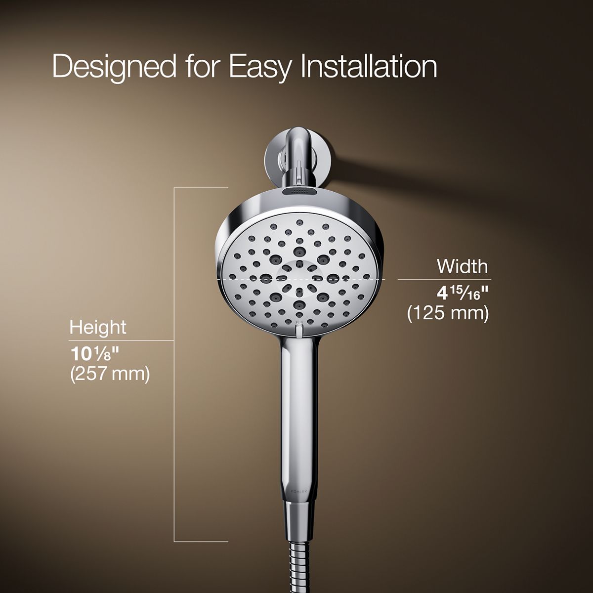 3/4 view of product with dimensions