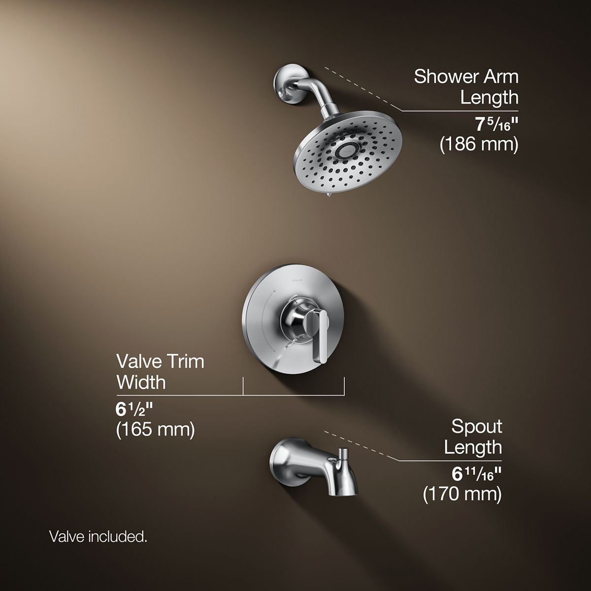 3/4 view of product with dimensions