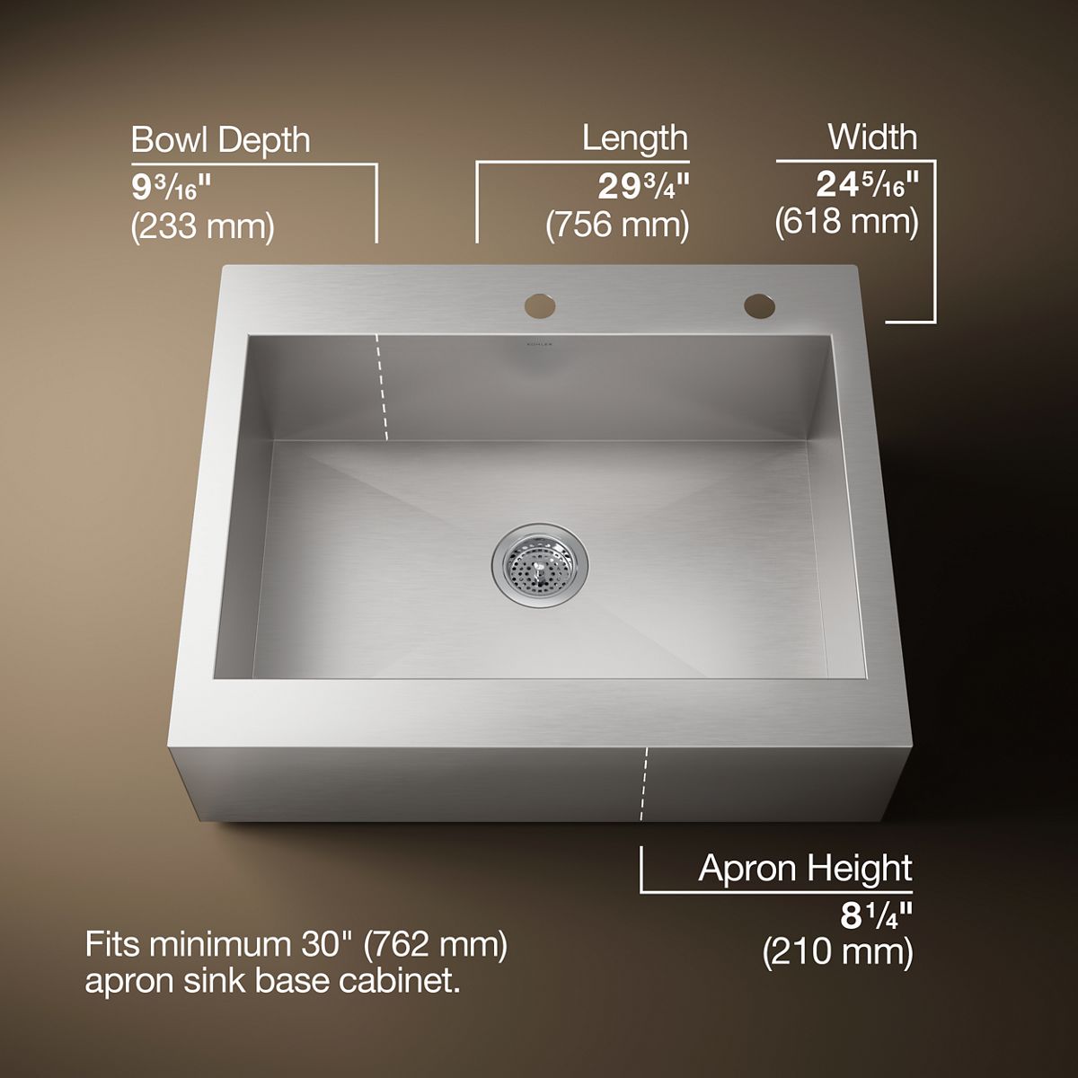 3/4 view of product with dimensions