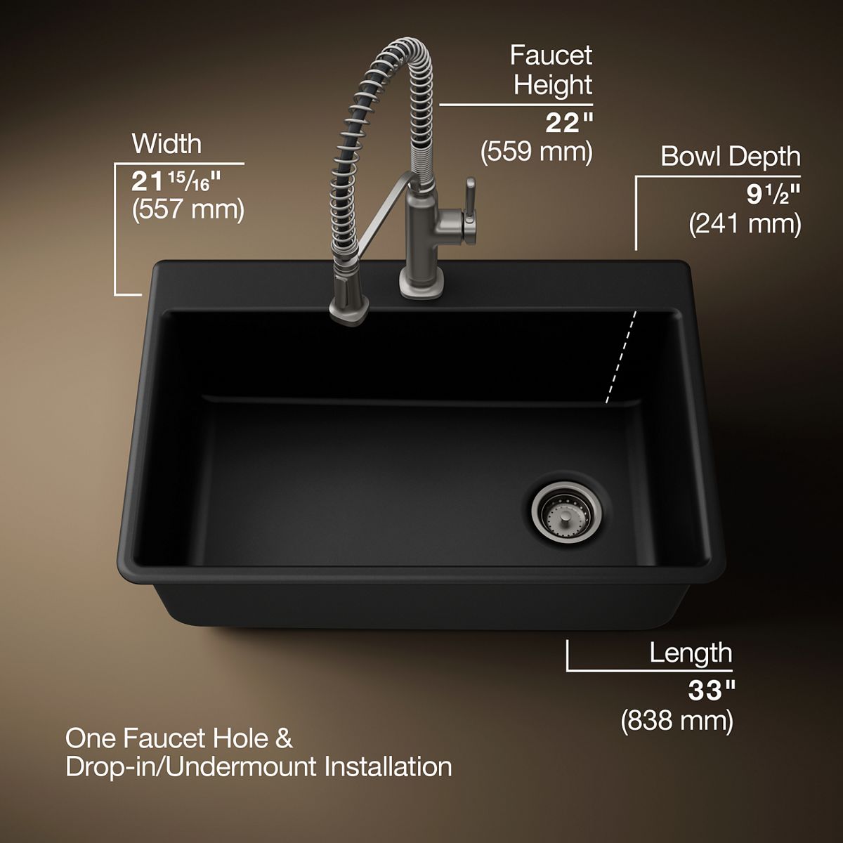 3/4 view of product with dimensions