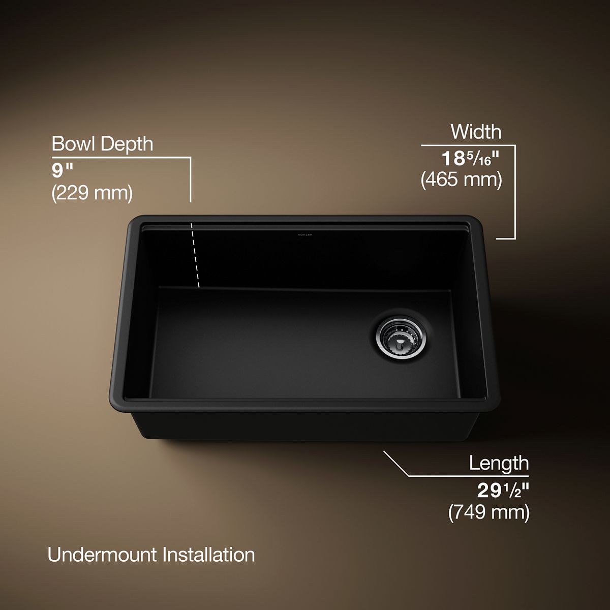 3/4 view of product with dimensions